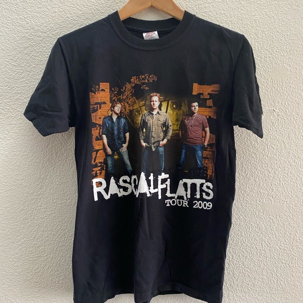 Vintage Rascal Flatts 2009 Tour Cities On Back Jerzees T-Shirt Men's Small VTG